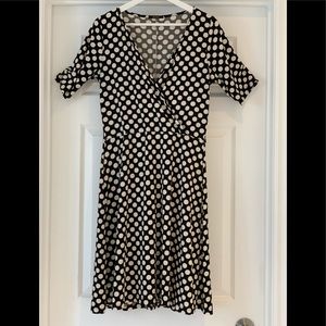 Black & white dotted Surplice neckline dreas